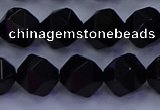 CAG9353 15.5 inches 10mm faceted nuggets black agate beads