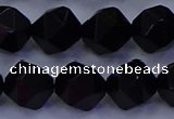 CAG9355 15.5 inches 14mm faceted nuggets black agate beads