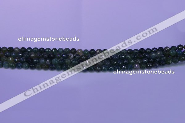 CAG9360 15.5 inches 4mm faceted round moss agate beads wholesale