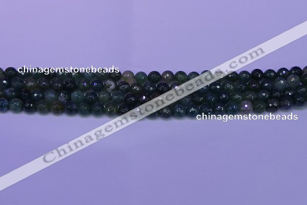 CAG9361 15.5 inches 6mm faceted round moss agate beads wholesale
