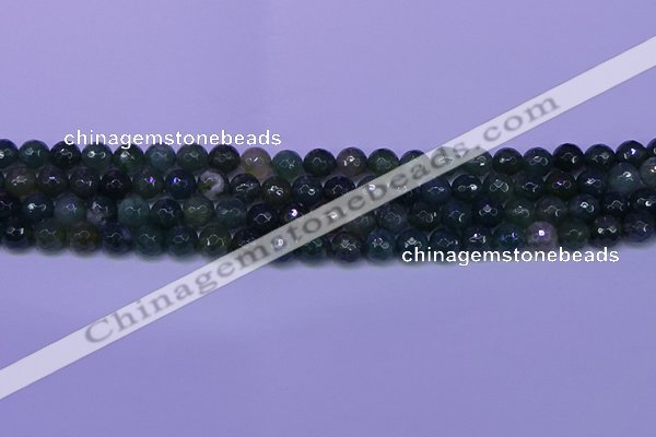 CAG9362 15.5 inches 8mm faceted round moss agate beads wholesale