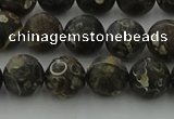 CAG9383 15.5 inches 10mm round matte turritella agate beads