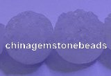 CAG9432 7.5 inches 18mm coin white plated druzy agate beads