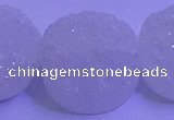 CAG9434 7.5 inches 25mm coin white plated druzy agate beads