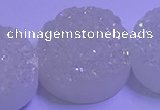 CAG9435 7.5 inches 30mm coin white plated druzy agate beads