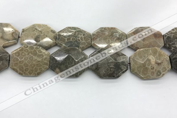 CAG9443 33*45mm - 35*48mm faceted octagonal chrysanthemum agate beads