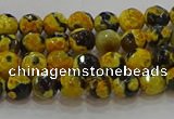 CAG9451 15.5 inches 6mm faceted round fire crackle agate beads