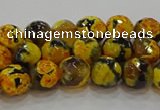 CAG9452 15.5 inches 8mm faceted round fire crackle agate beads