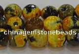 CAG9453 15.5 inches 10mm faceted round fire crackle agate beads