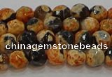 CAG9456 15.5 inches 6mm faceted round fire crackle agate beads