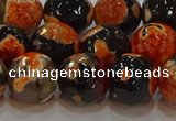 CAG9459 15.5 inches 12mm faceted round fire crackle agate beads