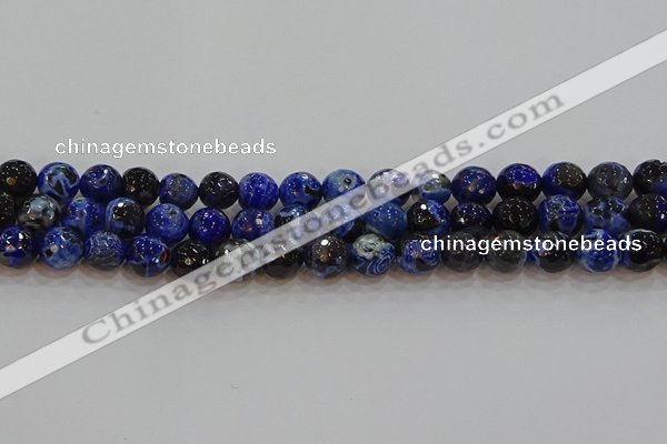 CAG9462 15.5 inches 8mm faceted round fire crackle agate beads