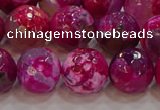 CAG9469 15.5 inches 12mm faceted round fire crackle agate beads