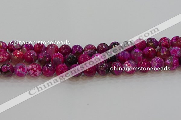 CAG9469 15.5 inches 12mm faceted round fire crackle agate beads