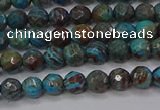 CAG9480 15.5 inches 4mm faceted round blue crazy lace agate beads