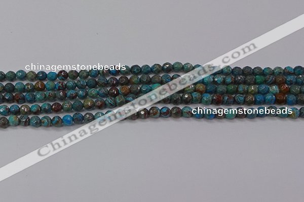 CAG9480 15.5 inches 4mm faceted round blue crazy lace agate beads