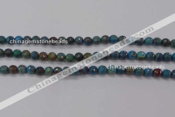 CAG9481 15.5 inches 6mm faceted round blue crazy lace agate beads