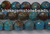 CAG9482 15.5 inches 8mm faceted round blue crazy lace agate beads