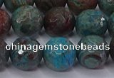 CAG9484 15.5 inches 12mm faceted round blue crazy lace agate beads