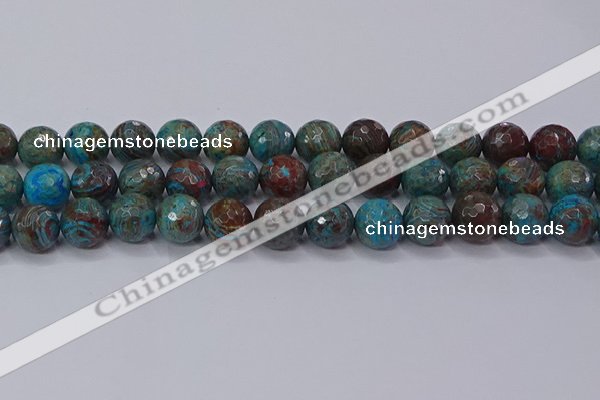 CAG9485 15.5 inches 14mm faceted round blue crazy lace agate beads