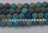 CAG9492 15.5 inches 4mm round matte blue crazy lace agate beads