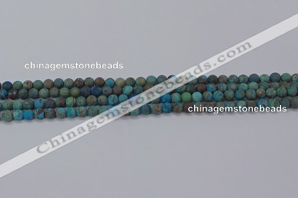 CAG9492 15.5 inches 4mm round matte blue crazy lace agate beads