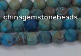 CAG9493 15.5 inches 6mm round matte blue crazy lace agate beads