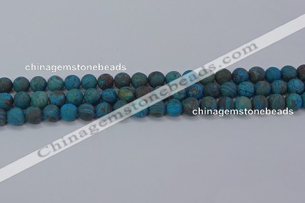 CAG9494 15.5 inches 8mm round matte blue crazy lace agate beads