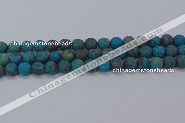 CAG9496 15.5 inches 12mm round matte blue crazy lace agate beads