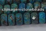 CAG9505 15.5 inches 6*10mm faceted rondelle blue crazy lace agate beads