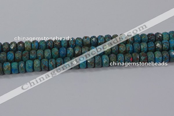 CAG9505 15.5 inches 6*10mm faceted rondelle blue crazy lace agate beads