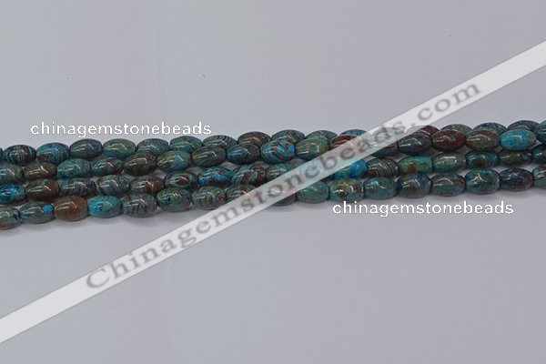 CAG9510 15.5 inches 5*8mm rice blue crazy lace agate beads