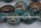 CAG9516 15.5 inches 16mm flat round blue crazy lace agate beads