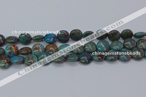 CAG9516 15.5 inches 16mm flat round blue crazy lace agate beads