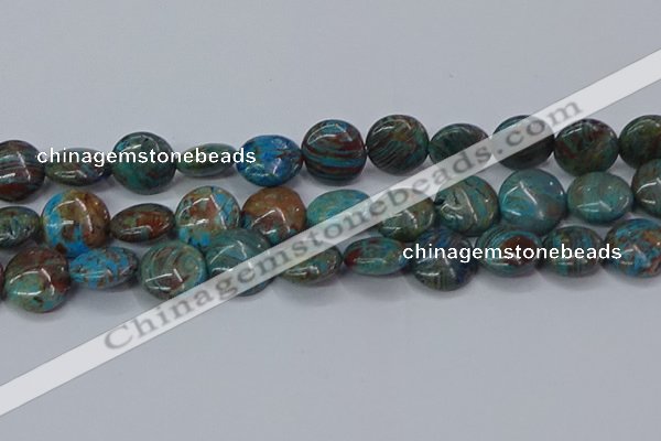 CAG9517 15.5 inches 18mm flat round blue crazy lace agate beads