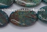 CAG9524 15.5 inches 18*25mm oval blue crazy lace agate beads