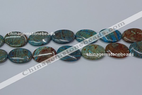 CAG9526 15.5 inches 25*35mm oval blue crazy lace agate beads