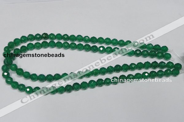 CAG955 15.5 inches 8mm faceted round green agate gemstone beads