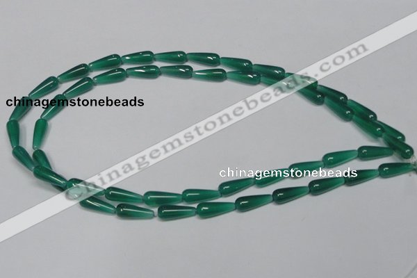 CAG957 15.5 inches 6*16mm teardrpop green agate gemstone beads