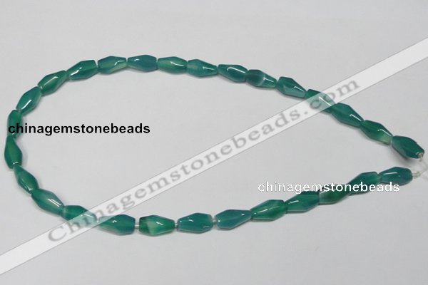 CAG958 15.5 inches 8*14mm faceted rice green agate gemstone beads