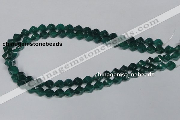 CAG960 15.5 inches 8*10mm twisted rice green agate gemstone beads