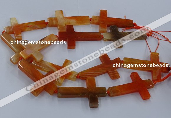 CAG9628 15.5 inches 32*48mm - 35*50mm cross dragon veins agate beads