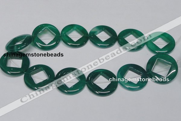 CAG966 15.5 inches 32mm donut green agate gemstone beads wholesale