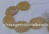 CAG9671 7.5 inches 30*40mm teardrop champagne plated druzy agate beads