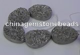 CAG9672 7.5 inches 30*40mm teardrop silver plated druzy agate beads