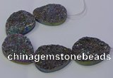 CAG9674 7.5 inches 30*40mm teardrop rainbow plated druzy agate beads