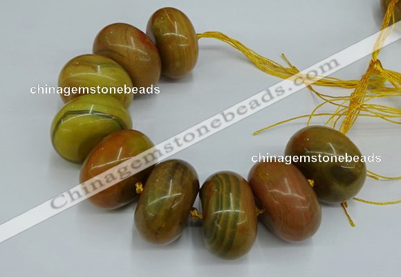 CAG9681 7.5 inches 20*35mm rondelle agate gemstone beads