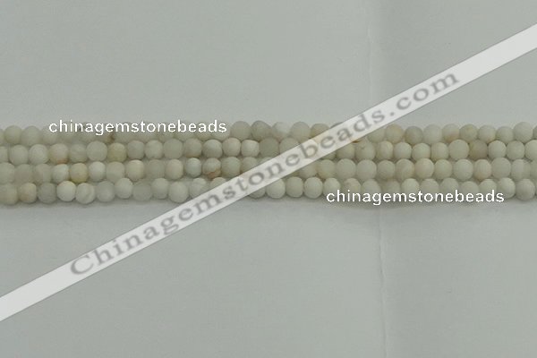 CAG9700 15.5 inches 4mm round matte grey agate beads wholesale