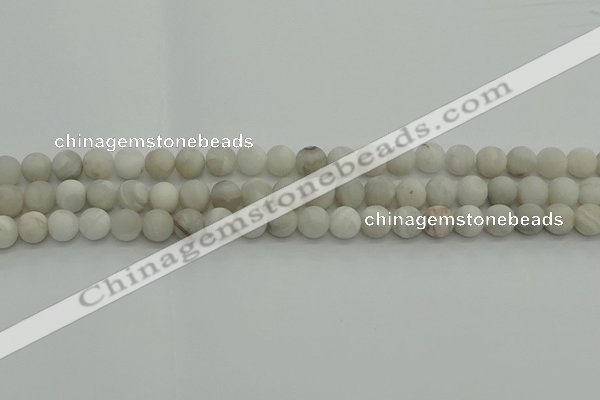 CAG9701 15.5 inches 6mm round matte grey agate beads wholesale