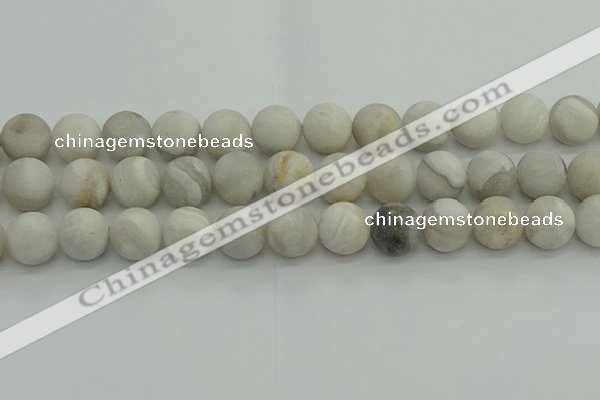 CAG9705 15.5 inches 14mm round matte grey agate beads wholesale